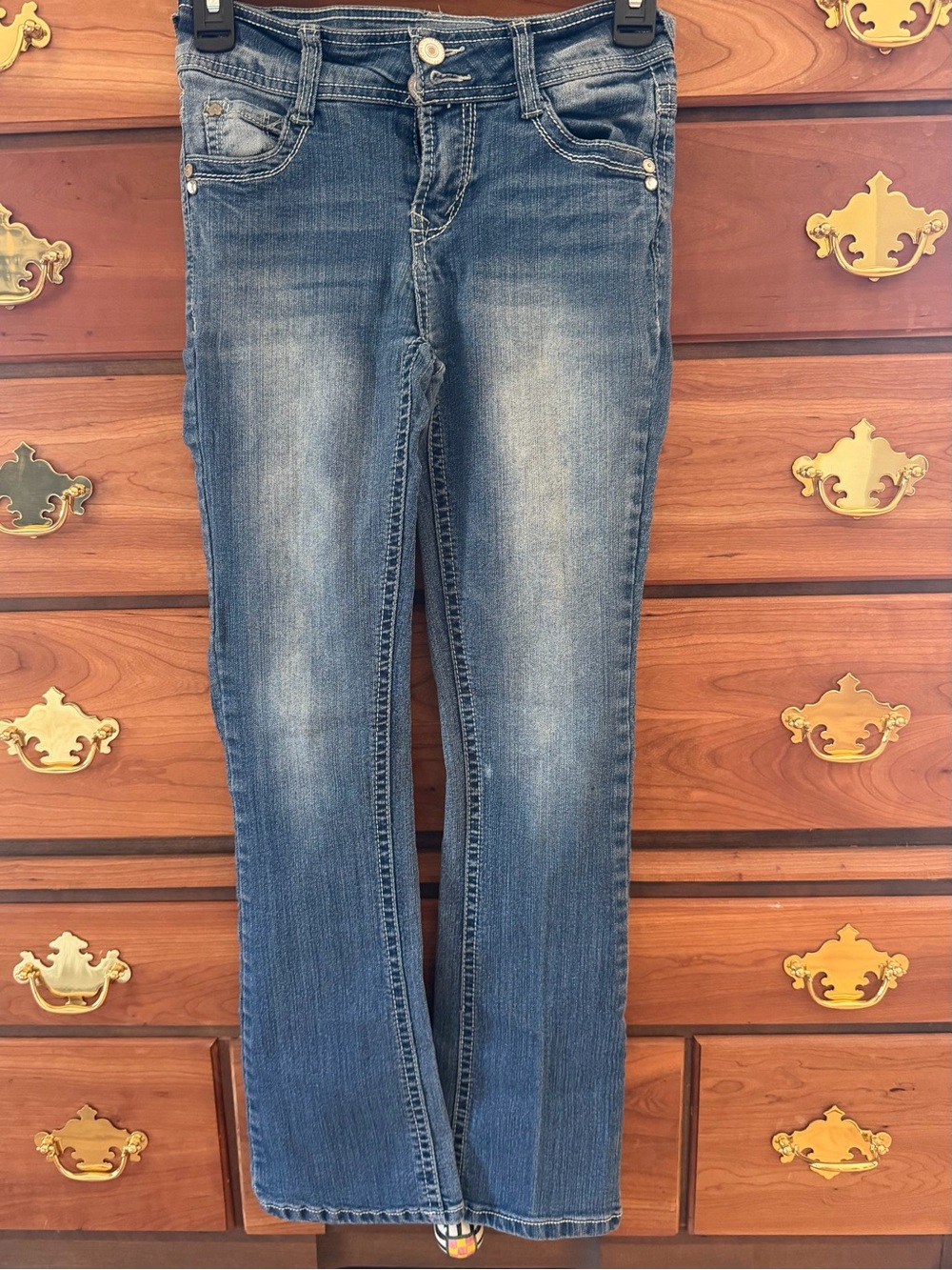 Wallflower Women's Boot Cut Jeans in Faded Blue Wash